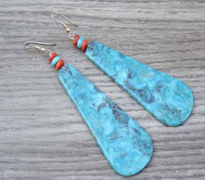 Turquoise Slab Earrings - Large A
